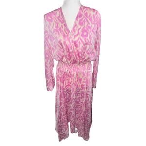 Bishop + Young Women’s Size Large Pink Silky Print Maxi Dress Wedding (X21)